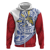 Philippines Eagle Sun Hoodie Filipino Agila Polynesian Tattoo Flag Color LT14 Zip Hoodie Red - Polynesian Pride