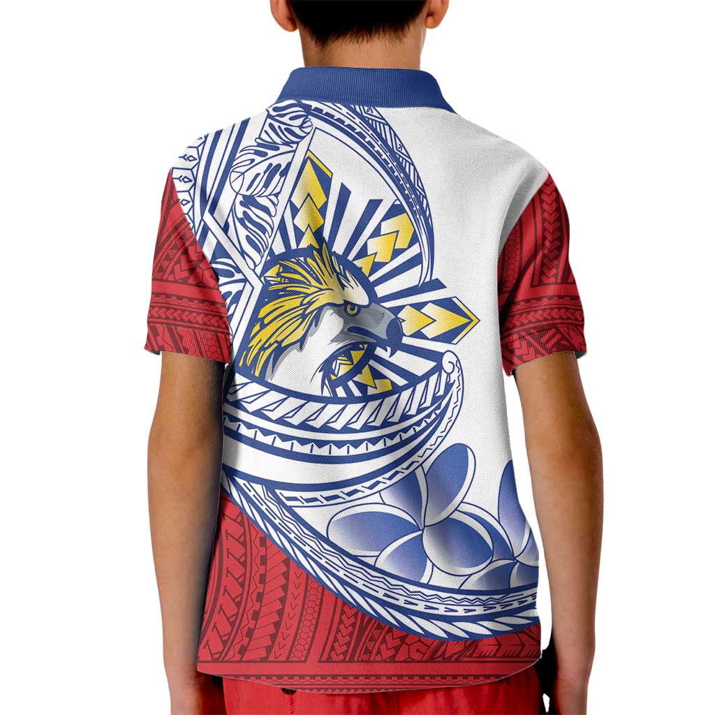 Philippines Eagle Sun Kid Polo Shirt Filipino Agila Polynesian Tattoo Flag Color