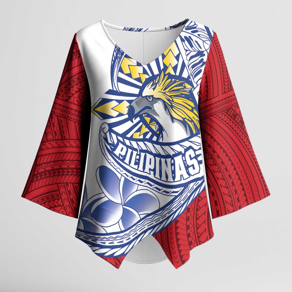 Philippines Eagle Sun Kimono Sleeve Blouse Filipino Agila Polynesian Tattoo Flag Color