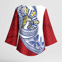 Philippines Eagle Sun Kimono Sleeve Blouse Filipino Agila Polynesian Tattoo Flag Color