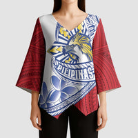 Philippines Eagle Sun Kimono Sleeve Blouse Filipino Agila Polynesian Tattoo Flag Color