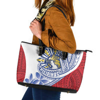 Philippines Eagle Sun Leather Tote Bag Filipino Agila Polynesian Tattoo Flag Color LT14 Red - Polynesian Pride