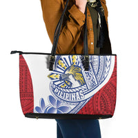 Philippines Eagle Sun Leather Tote Bag Filipino Agila Polynesian Tattoo Flag Color LT14 - Polynesian Pride