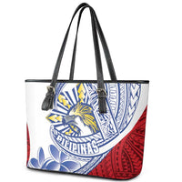 Philippines Eagle Sun Leather Tote Bag Filipino Agila Polynesian Tattoo Flag Color LT14 - Polynesian Pride