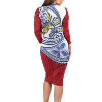 Philippines Eagle Sun Long Sleeve Bodycon Dress Filipino Agila Polynesian Tattoo Flag Color LT14 - Polynesian Pride