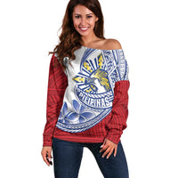 Philippines Eagle Sun Off Shoulder Sweater Filipino Agila Polynesian Tattoo Flag Color