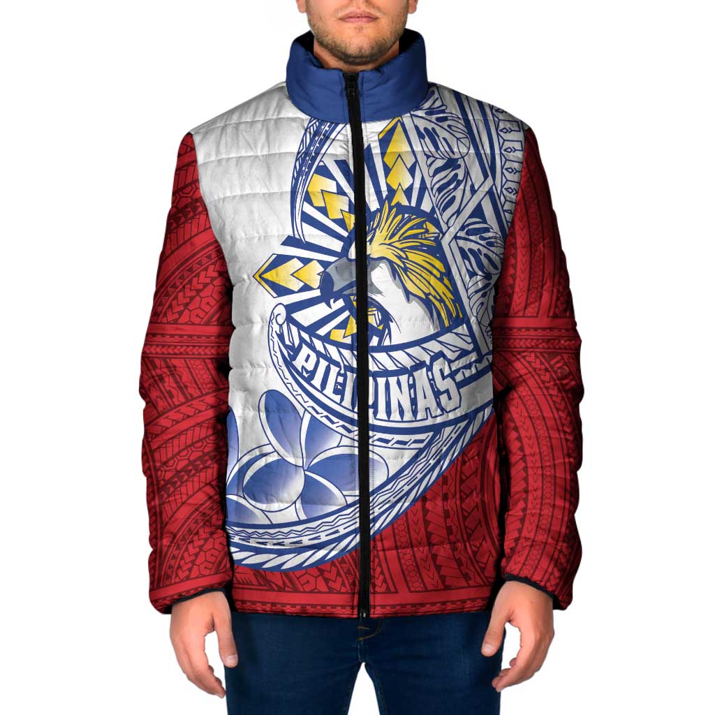 Philippines Eagle Sun Padded Jacket Filipino Agila Polynesian Tattoo Flag Color