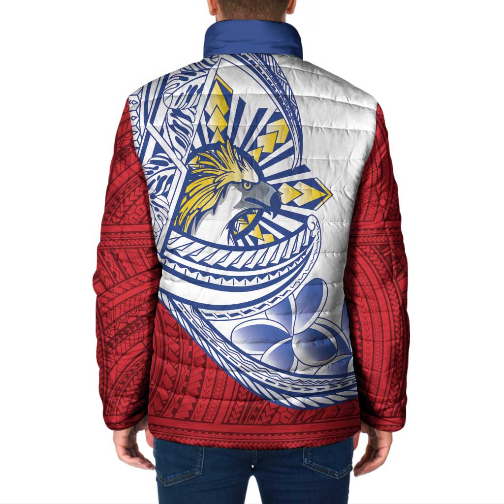 Philippines Eagle Sun Padded Jacket Filipino Agila Polynesian Tattoo Flag Color