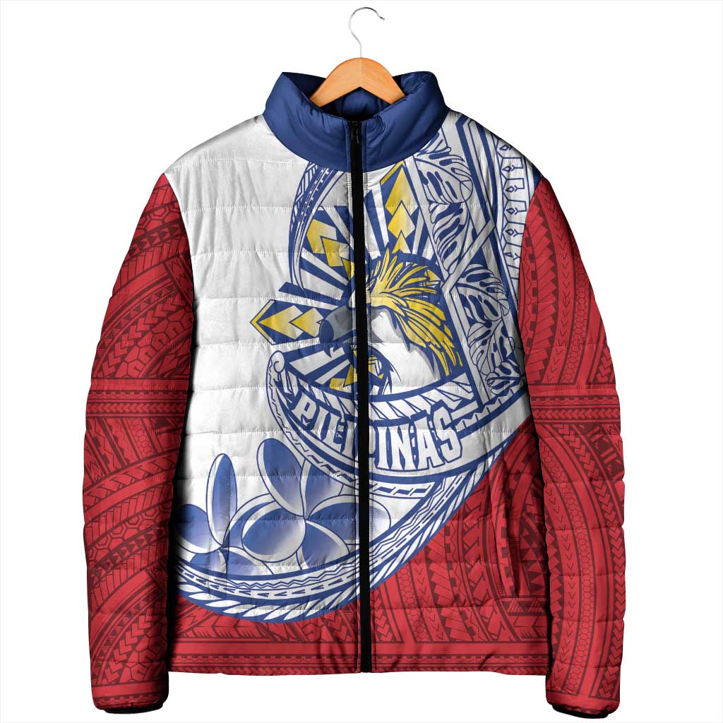 Philippines Eagle Sun Padded Jacket Filipino Agila Polynesian Tattoo Flag Color
