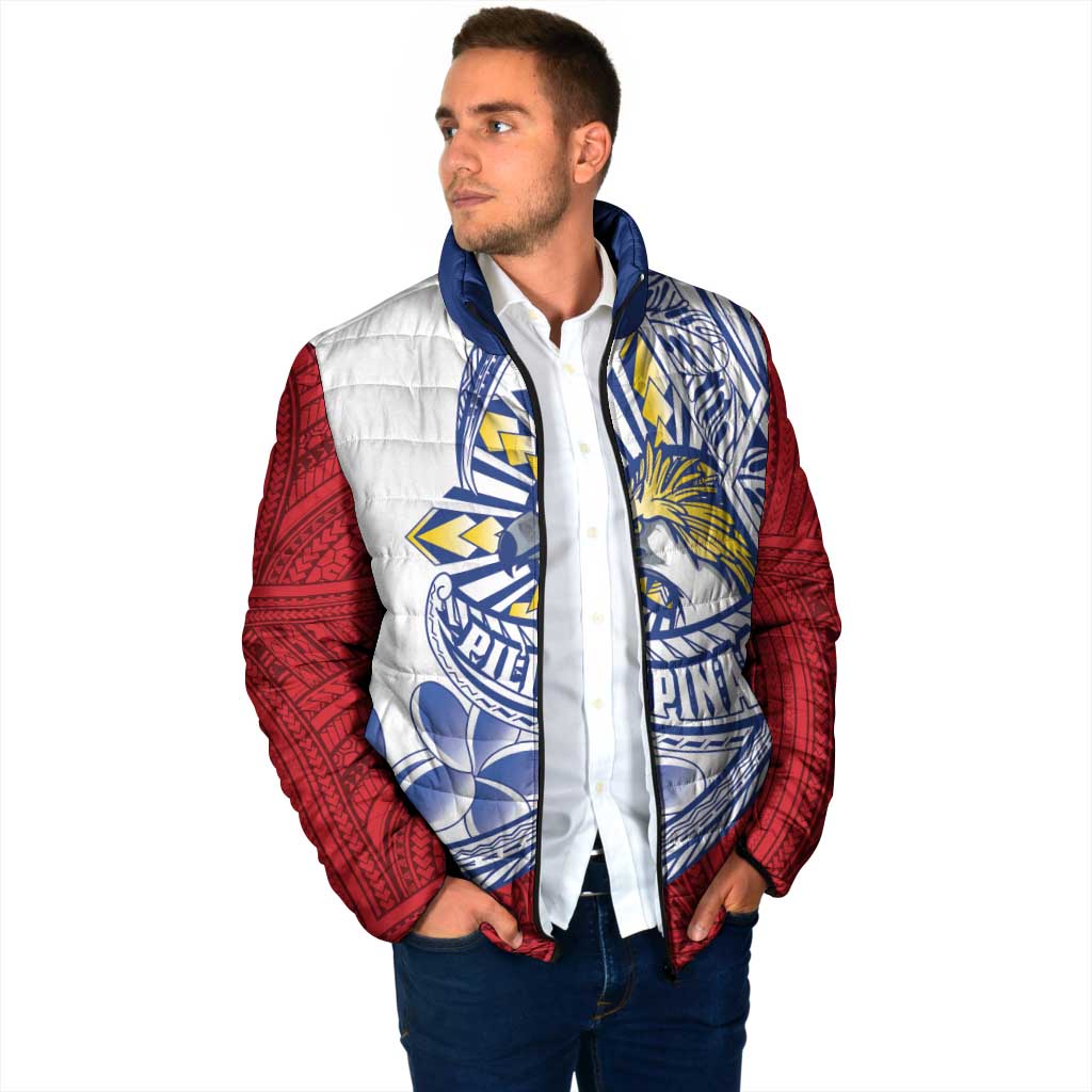 Philippines Eagle Sun Padded Jacket Filipino Agila Polynesian Tattoo Flag Color