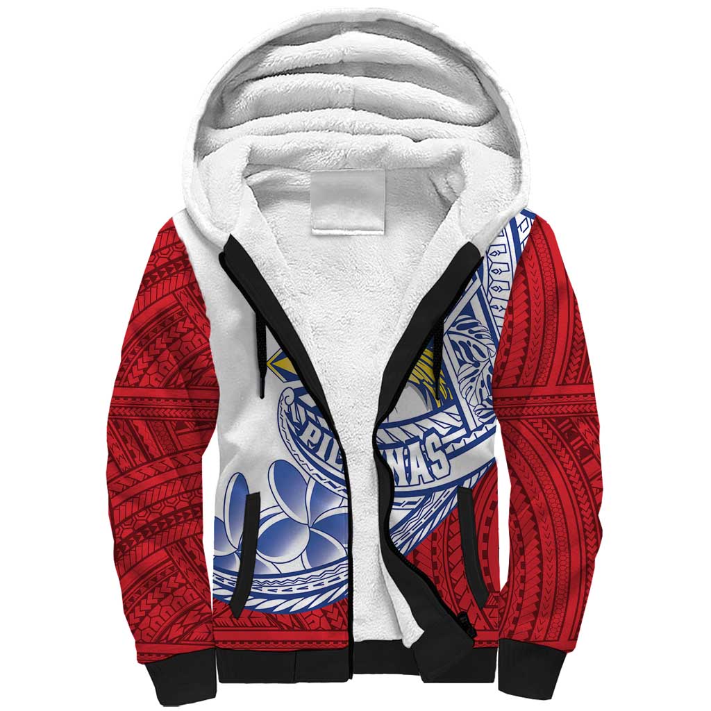Philippines Eagle Sun Sherpa Hoodie Filipino Agila Polynesian Tattoo Flag Color