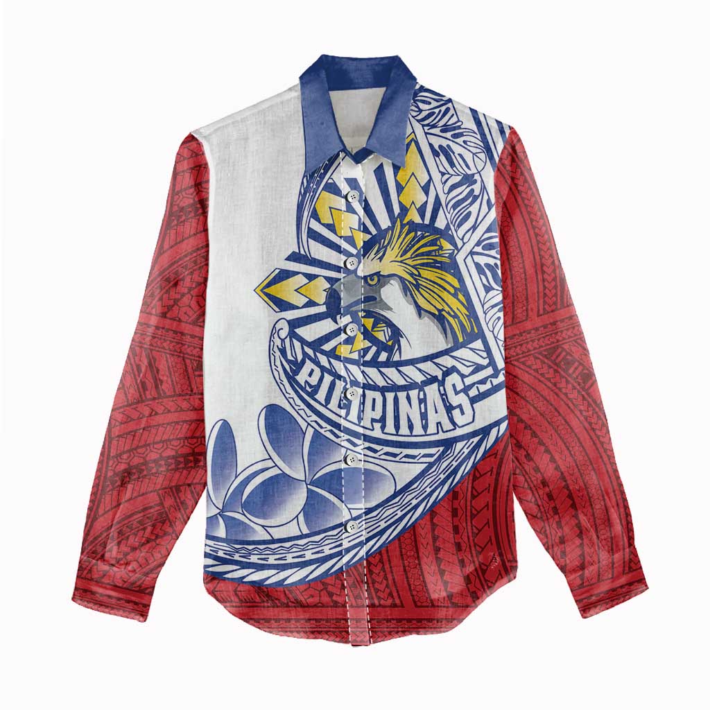 Philippines Eagle Sun Women Casual Shirt Filipino Agila Polynesian Tattoo Flag Color