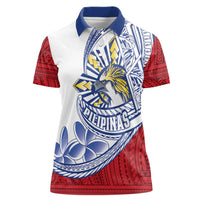 Philippines Eagle Sun Women Polo Shirt Filipino Agila Polynesian Tattoo Flag Color