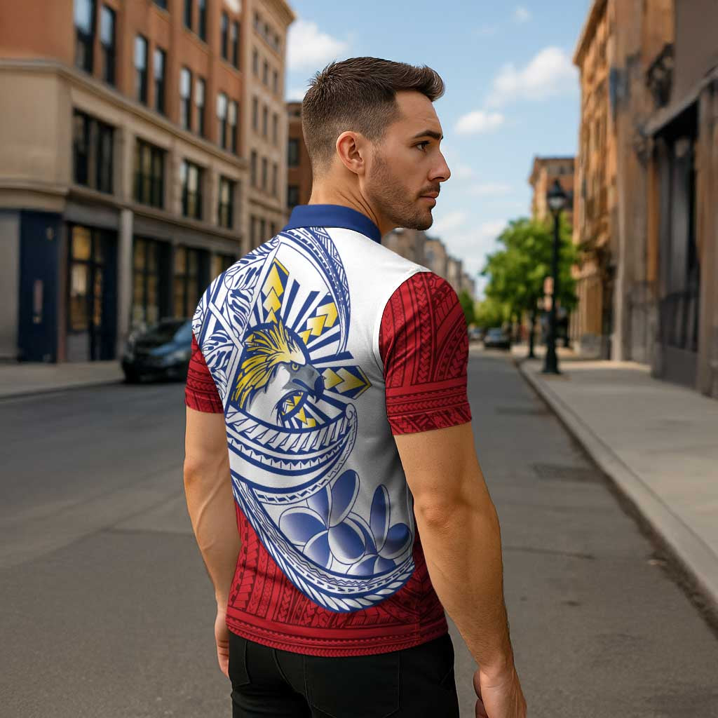Philippines Eagle Sun Zipper Polo Shirt Filipino Agila Polynesian Tattoo Flag Color