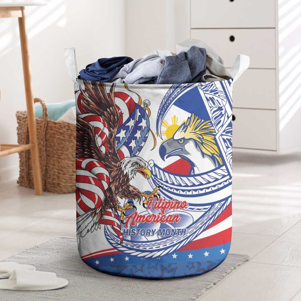 Filipino American History Month Laundry Basket Philippines Agila USA Eagle Mix Flag