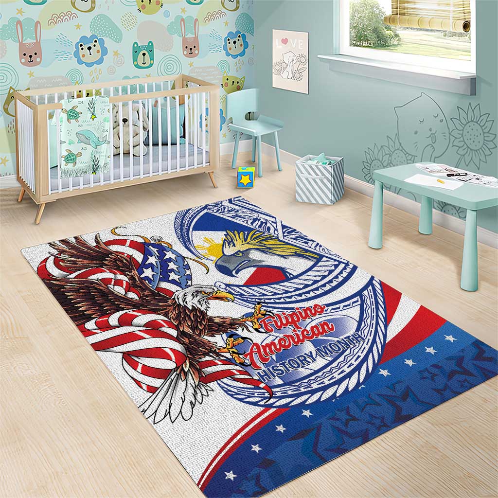 Filipino American History Month Area Rug Philippines Agila USA Eagle Mix Flag
