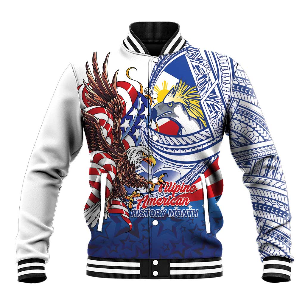 Filipino American History Month Baseball Jacket Philippines Agila USA Eagle Mix Flag