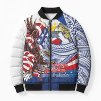 Filipino American History Month Bomber Puffer Jacket Philippines Agila USA Eagle Mix Flag