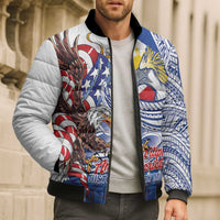 Filipino American History Month Bomber Puffer Jacket Philippines Agila USA Eagle Mix Flag