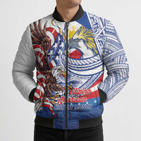 Filipino American History Month Bomber Puffer Jacket Philippines Agila USA Eagle Mix Flag
