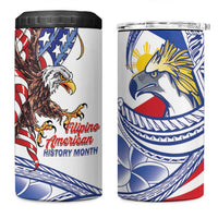 Filipino American History Month 4 in 1 Can Cooler Tumbler Philippines Agila USA Eagle Mix Flag