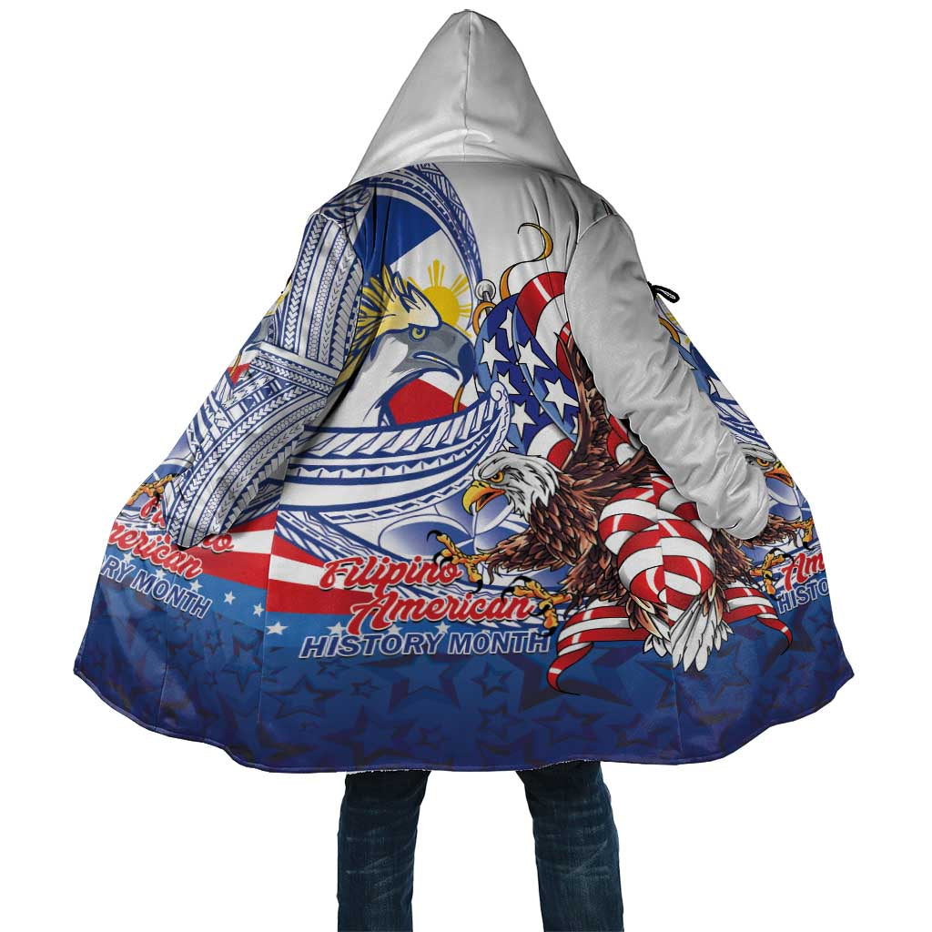 Filipino American History Month Cloak Philippines Agila USA Eagle Mix Flag LT14 Unisex Blue - Polynesian Pride