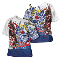 Filipino American History Month Cross Shoulder Shirt Philippines Agila USA Eagle Mix Flag LT14 - Polynesian Pride