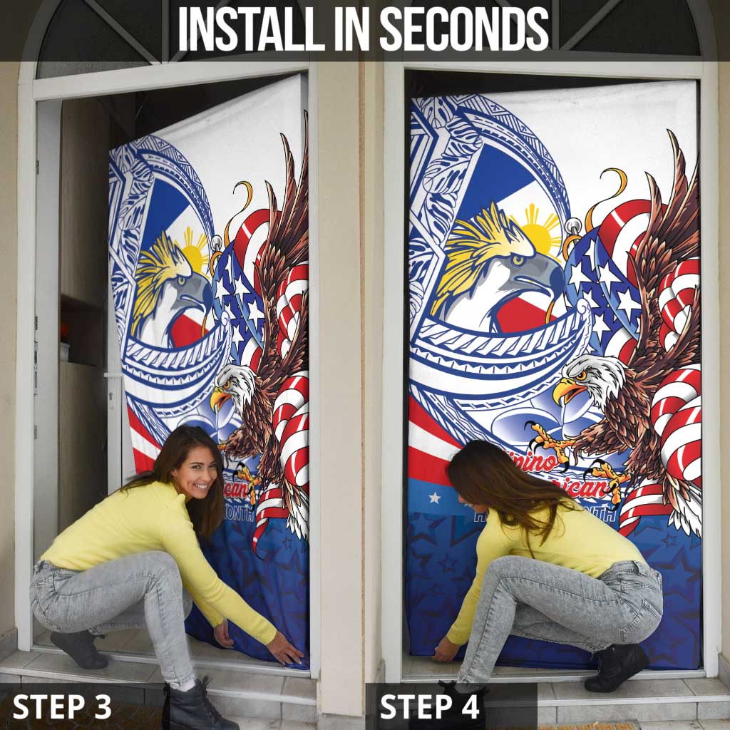 Filipino American History Month Door Cover Philippines Agila USA Eagle Mix Flag