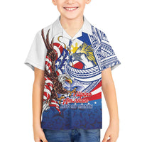 Filipino American History Month Family Matching Off Shoulder Maxi Dress and Hawaiian Shirt Philippines Agila USA Eagle Mix Flag