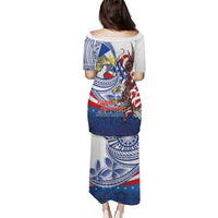 Filipino American History Month Family Matching Puletasi and Hawaiian Shirt Philippines Agila USA Eagle Mix Flag