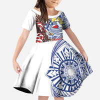 Filipino American History Month Family Matching Short Sleeve Bodycon Dress and Hawaiian Shirt Philippines Agila USA Eagle Mix Flag
