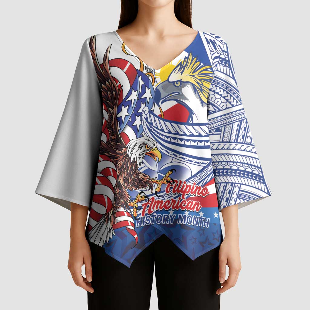 Filipino American History Month Kimono Sleeve Blouse Philippines Agila USA Eagle Mix Flag