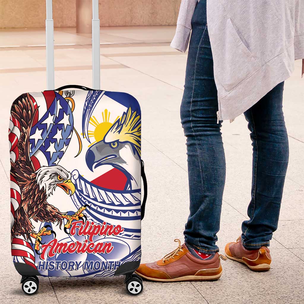 Filipino American History Month Luggage Cover Philippines Agila USA Eagle Mix Flag LT14 Blue - Polynesian Pride