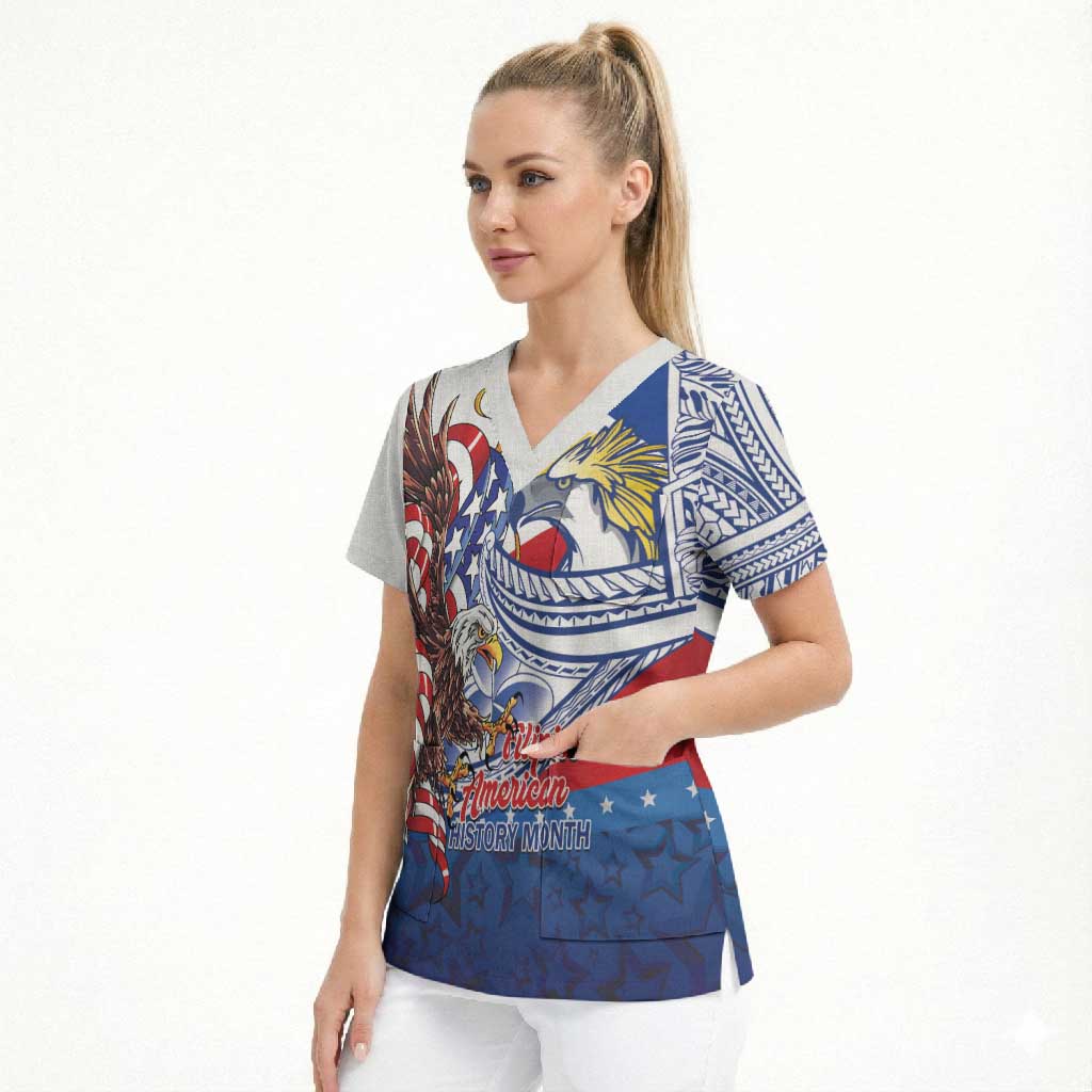 Filipino American History Month Scrub Top Philippines Agila USA Eagle Mix Flag LT14 - Polynesian Pride