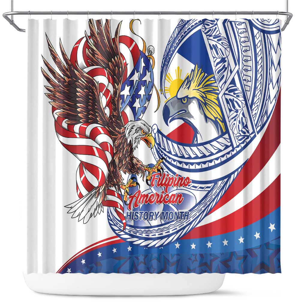 Filipino American History Month Shower Curtain Philippines Agila USA Eagle Mix Flag