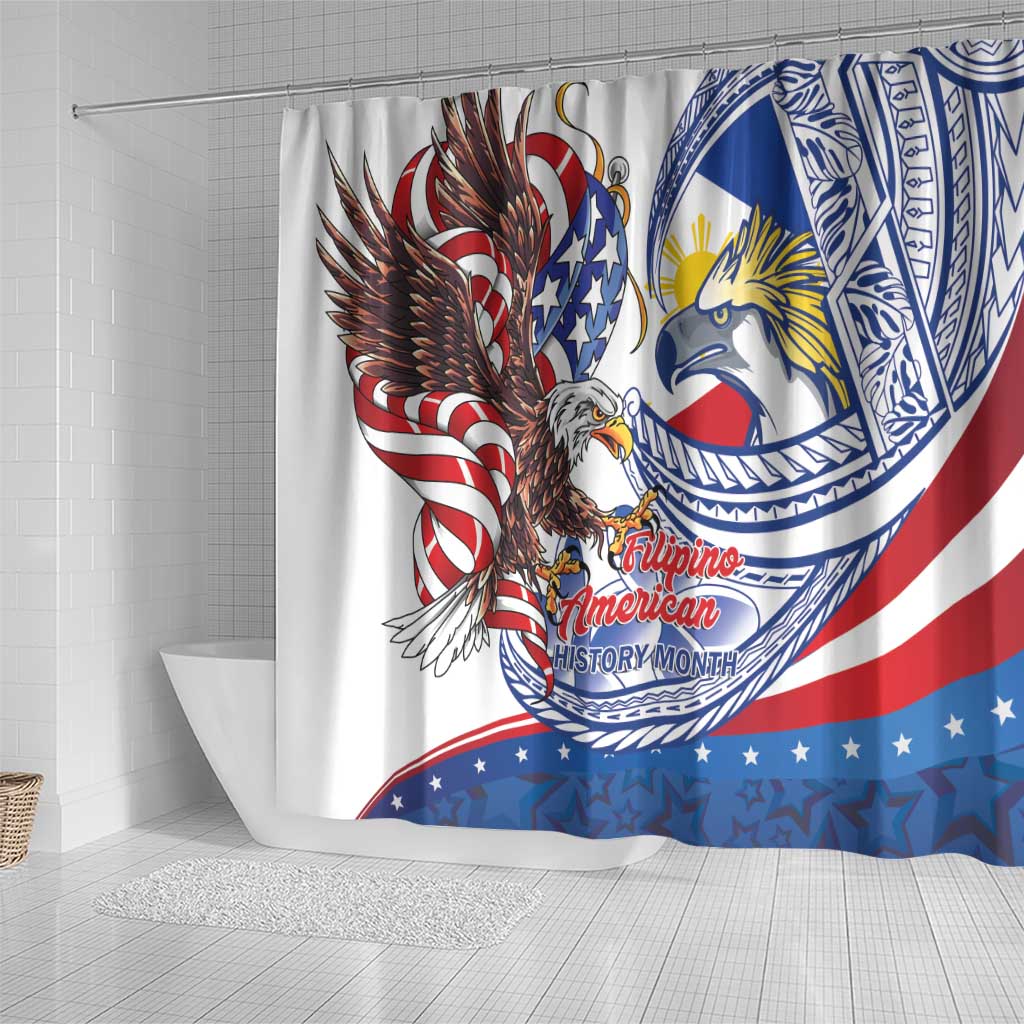 Filipino American History Month Shower Curtain Philippines Agila USA Eagle Mix Flag