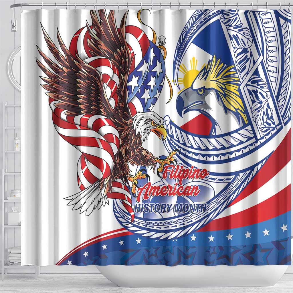 Filipino American History Month Shower Curtain Philippines Agila USA Eagle Mix Flag