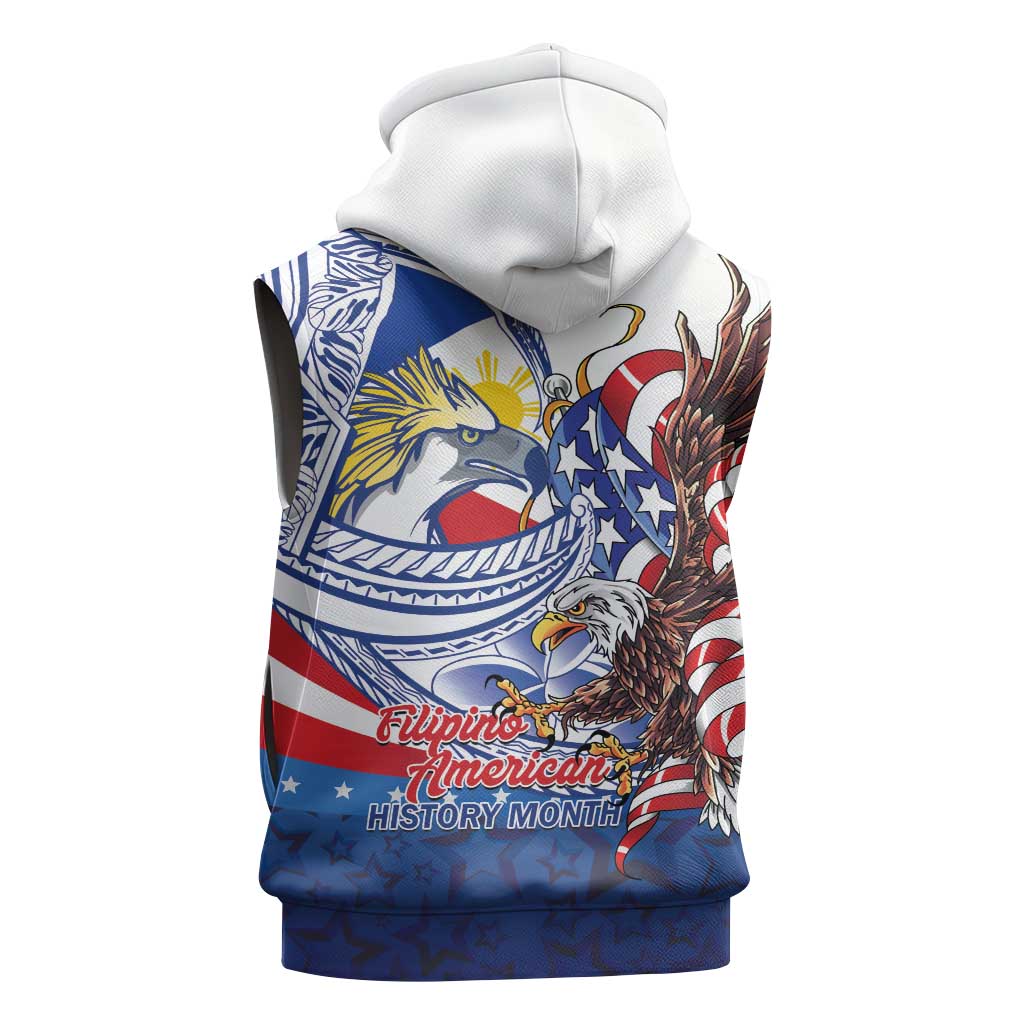 Filipino American History Month Sleeveless Hoodie Philippines Agila USA Eagle Mix Flag
