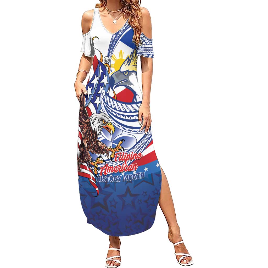 Filipino American History Month Summer Maxi Dress Philippines Agila USA Eagle Mix Flag