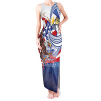 Filipino American History Month Tank Maxi Dress Philippines Agila USA Eagle Mix Flag LT14 Women Blue - Polynesian Pride