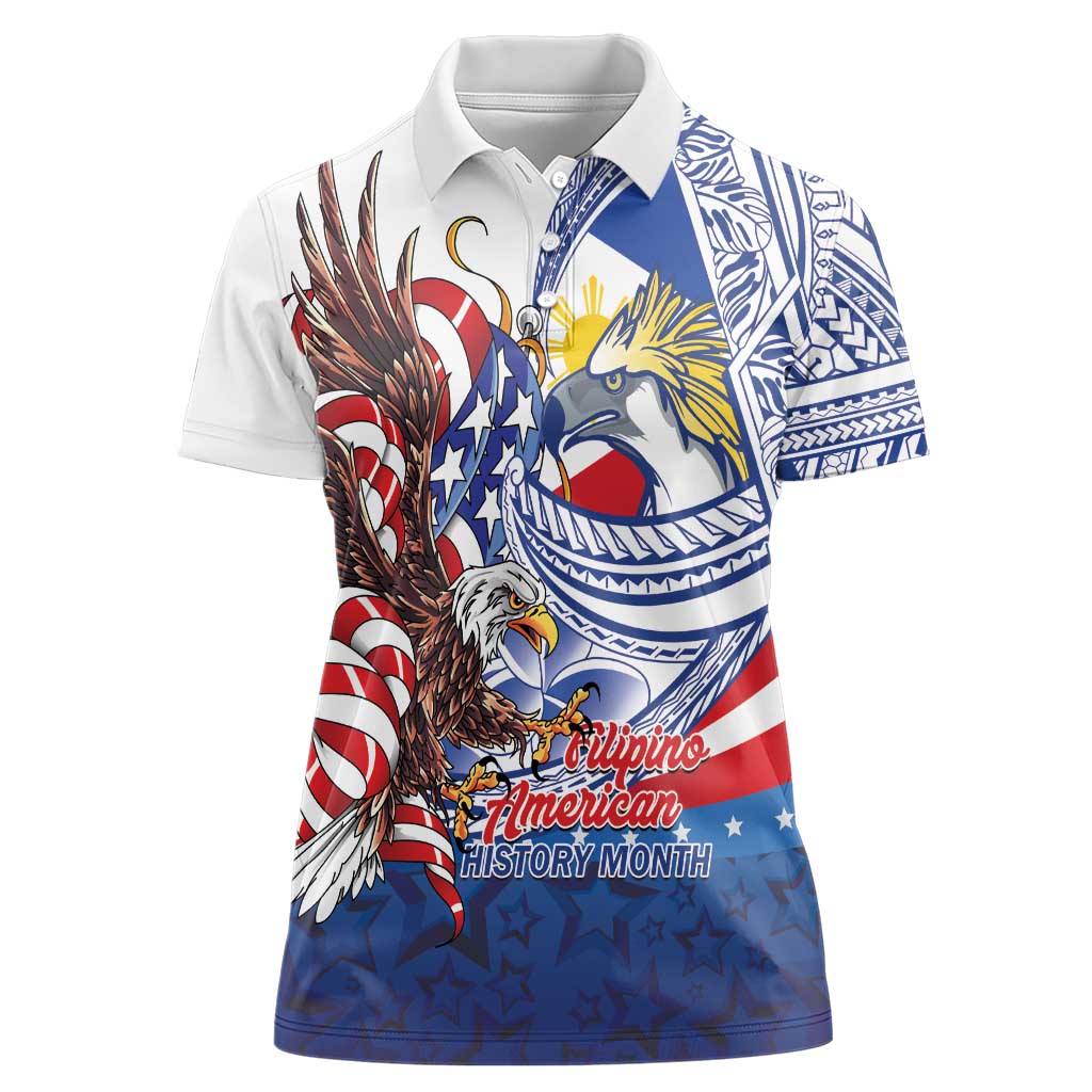 Filipino American History Month Women Polo Shirt Philippines Agila USA Eagle Mix Flag