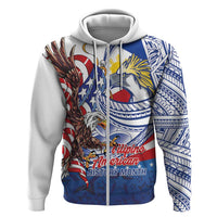 Filipino American History Month Zip Hoodie Philippines Agila USA Eagle Mix Flag LT14 Zip Hoodie Blue - Polynesian Pride