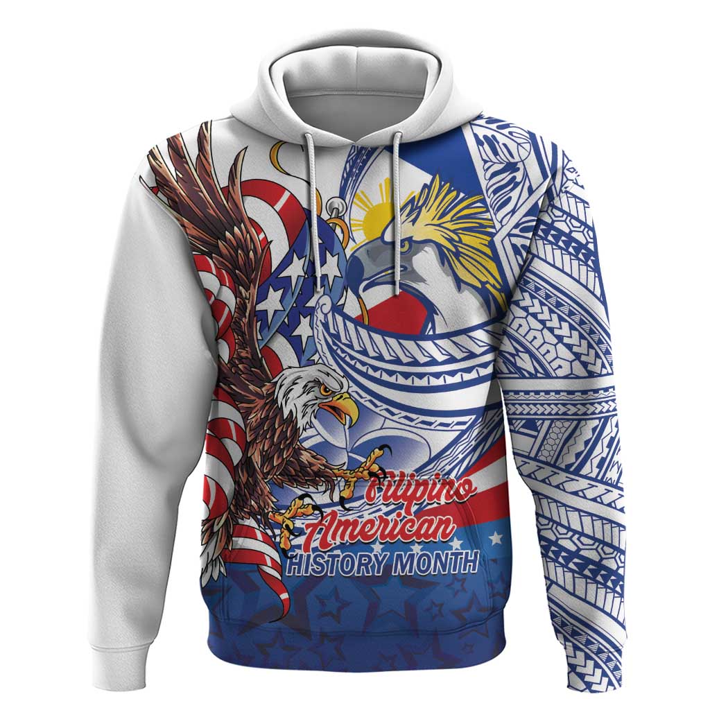 Filipino American History Month Zip Hoodie Philippines Agila USA Eagle Mix Flag LT14 Pullover Hoodie Blue - Polynesian Pride