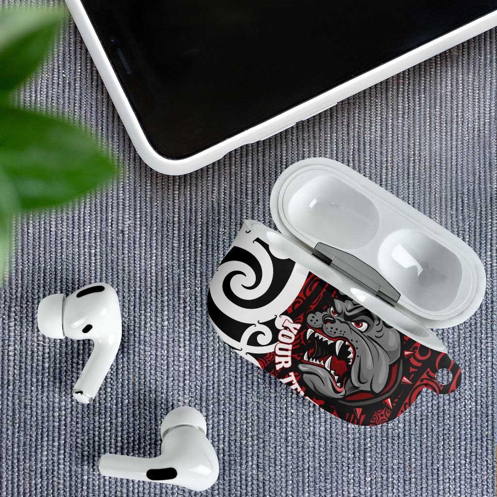 Personalised Aotearoa Bulldog AirPods Case New Zealand Maori Taniko Art - Polynesian Pride