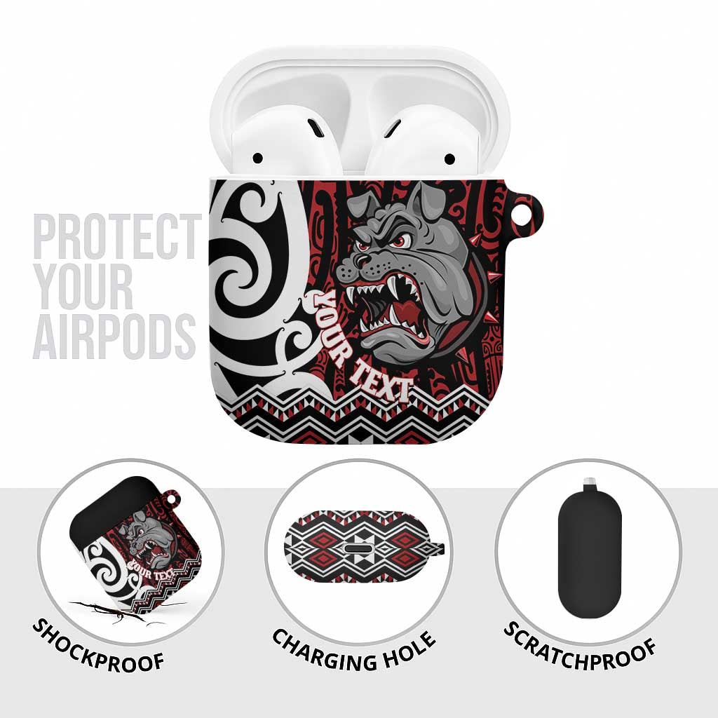 Personalised Aotearoa Bulldog AirPods Case New Zealand Maori Taniko Art - Polynesian Pride