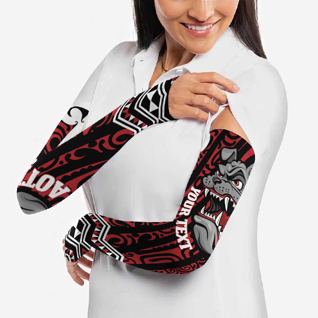 Personalised Aotearoa Bulldog Arm Sleeves New Zealand Maori Taniko Art - Polynesian Pride