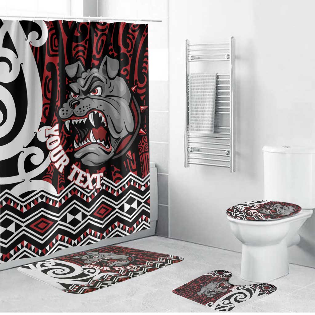 Personalised Aotearoa Bulldog Bathroom Set New Zealand Maori Taniko Art - Polynesian Pride