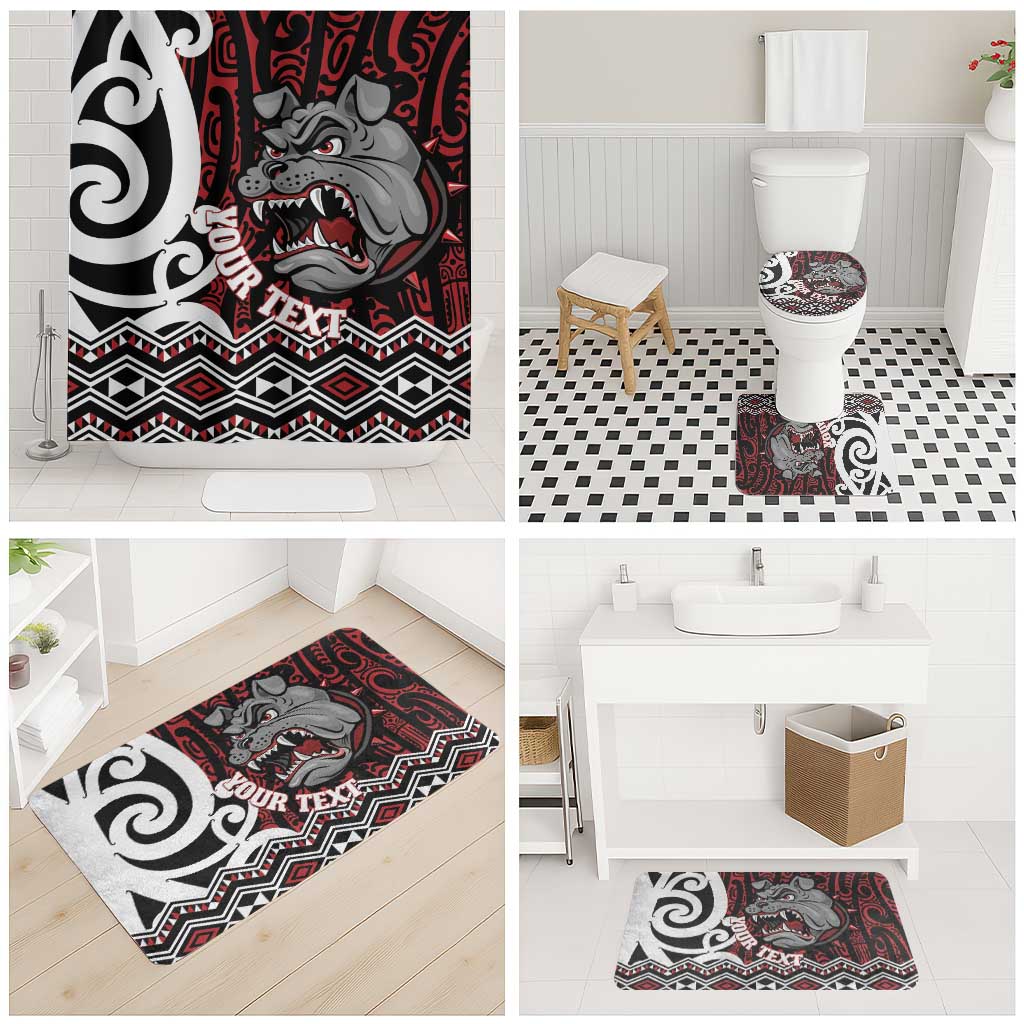 Personalised Aotearoa Bulldog Bathroom Set New Zealand Maori Taniko Art - Polynesian Pride
