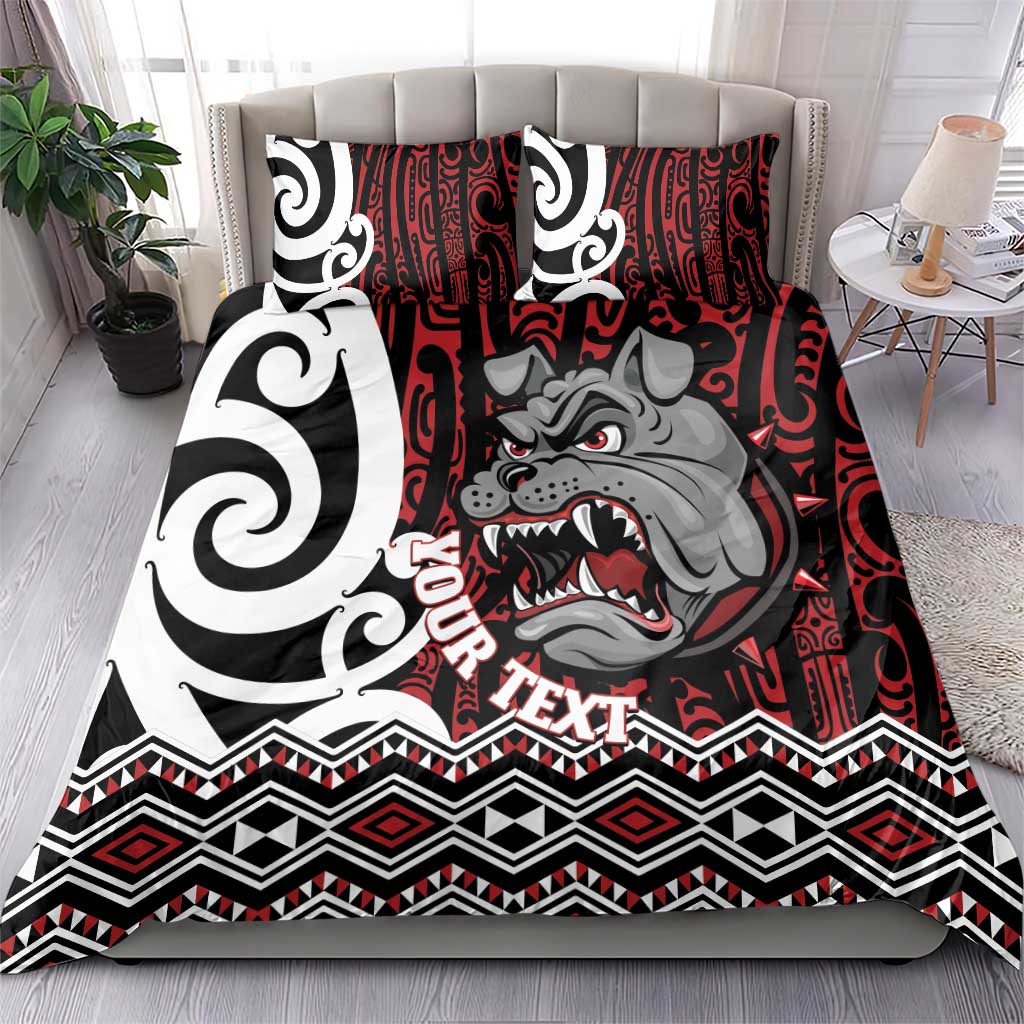 Personalised Aotearoa Bulldog Bedding Set New Zealand Maori Taniko Art