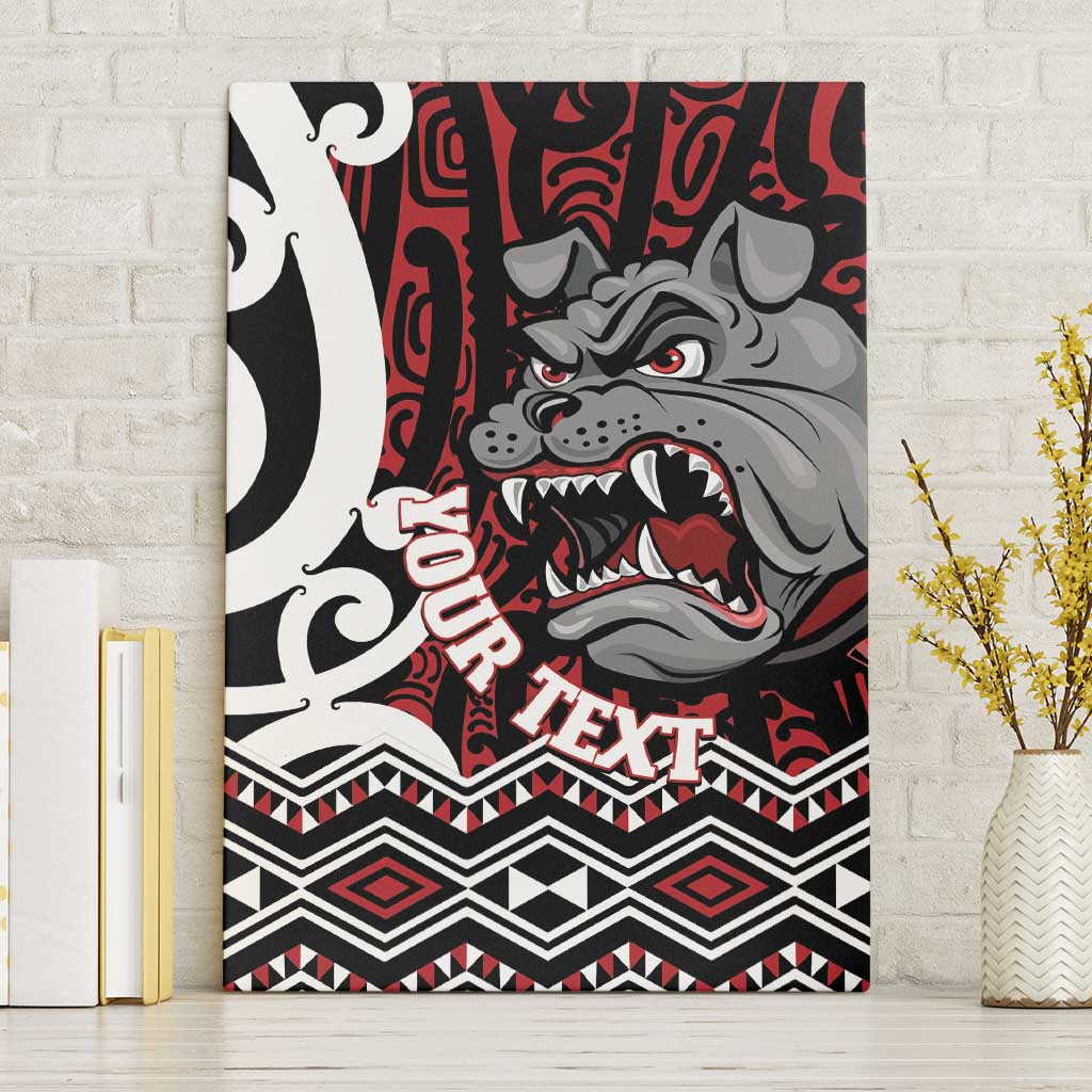 Personalised Aotearoa Bulldog Canvas Wall Art New Zealand Maori Taniko Art